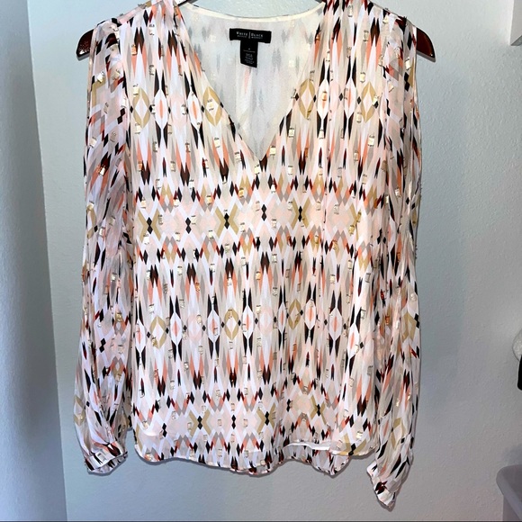 White House Black Market Tops - Ladies WHBM Sheer long Sleeve with open arms,